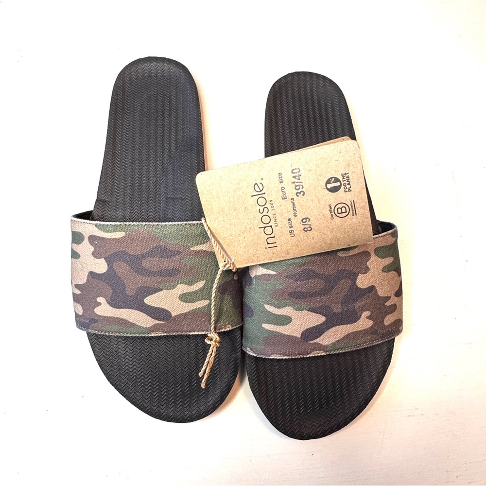 Indosole Camouflage Low Heel Flat Slide Sandals Sz 39/40